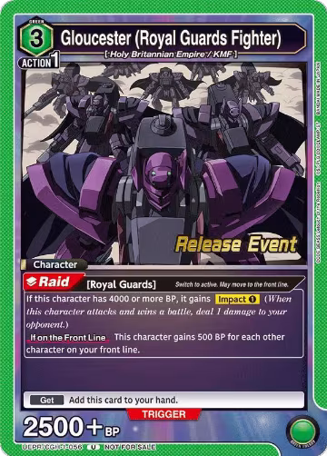 Gloucester (Royal Guards Fighter) (UEPR/CGH-1-056), CODE GEASS: Lelouch of the Rebellion Release Event Cards — Union Arena card price