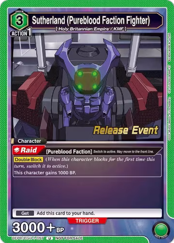 Sutherland (Pureblood Faction Fighter) (UEPR/CGH-1-057), CODE GEASS: Lelouch of the Rebellion Release Event Cards — Union Arena card price