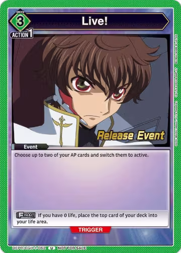 Live! (UEPR/CGH-1-062), CODE GEASS: Lelouch of the Rebellion Release Event Cards — Union Arena card price