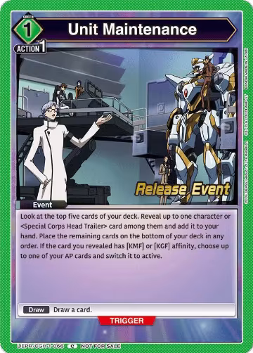 Unit Maintenance (UEPR/CGH-1-066), CODE GEASS: Lelouch of the Rebellion Release Event Cards — Union Arena card price