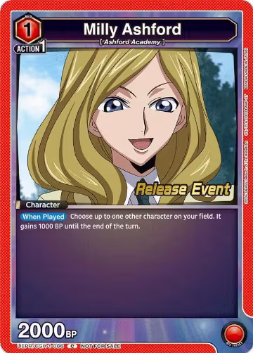Milly Ashford (086) (UEPR/CGH-1-086), CODE GEASS: Lelouch of the Rebellion Release Event Cards — Union Arena card price