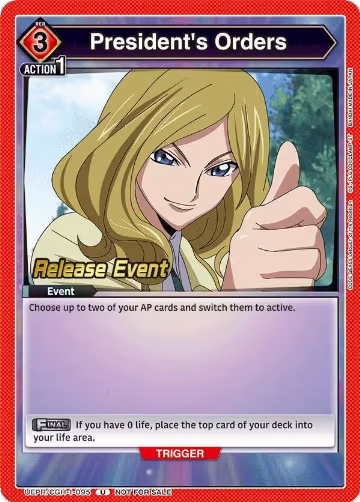 President's Orders (UEPR/CGH-1-095), CODE GEASS: Lelouch of the Rebellion Release Event Cards — Union Arena card price