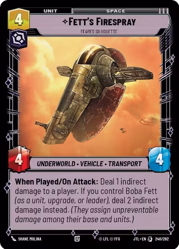 Fett's Firespray - Feared Silhouette (240/262), Jump to Lightspeed — Star Wars card price