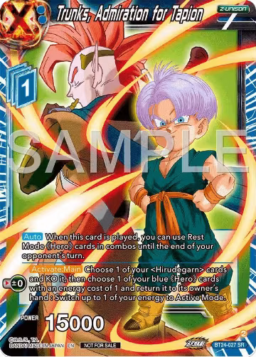 Trunks, Admiration for Tapion (Championship 2024 Finals Zenkai Pack) (BT24-027), Tournament Promotion Cards — DB Super card price