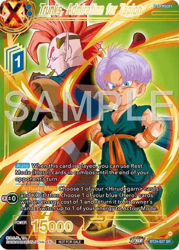 Trunks, Admiration for Tapion (Championship 2024 Finals Zenkai Pack) (Gold Stamped) (BT24-027), Tournament Promotion Cards — DB Super card price