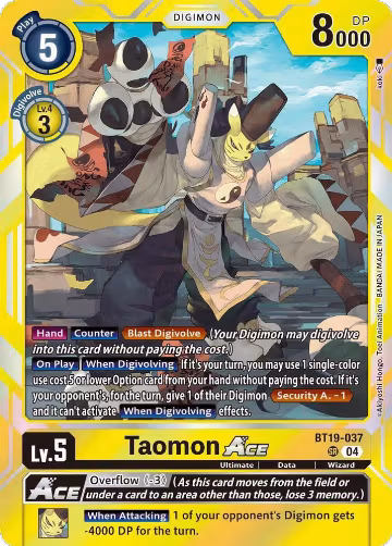 Taomon ACE (BT19-037 SR), Release Special Booster 2.5 — Digimon card price