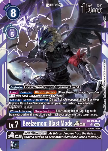 Beelzemon: Blast Mode ACE (BT19-074 SR), Release Special Booster 2.5 — Digimon card price