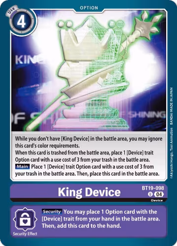 King Device (BT19-098 U), Release Special Booster 2.5 — Digimon card price