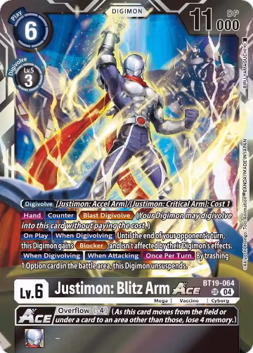 Justimon: Blitz Arm ACE (BT19-064 SR), Release Special Booster 2.5 — Digimon card price