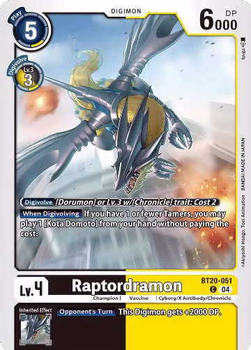 Raptordramon (BT20-051 C), Release Special Booster 2.5 — Digimon card price