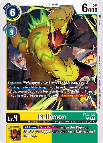 Bulkmon (BT20-032 C), Release Special Booster 2.5 — Digimon card price