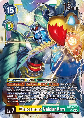 Chaosmon: Valdur Arm (BT20-037 SR), Release Special Booster 2.5 — Digimon card price
