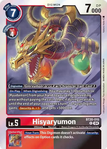 Hisyaryumon (BT20-015 R), Release Special Booster 2.5 — Digimon card price