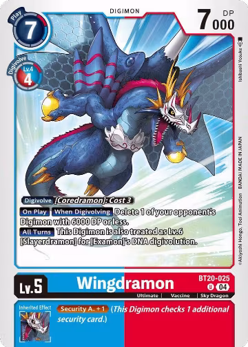 Wingdramon (BT20-025 U), Release Special Booster 2.5 — Digimon card price