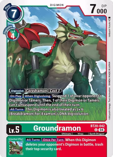 Groundramon (BT20-042 U), Release Special Booster 2.5 — Digimon card price
