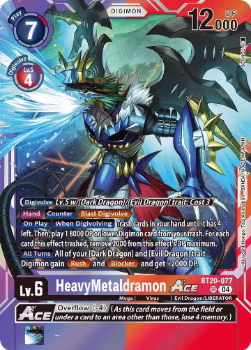 HeavyMetaldramon ACE (BT20-077 SR), Release Special Booster 2.5 — Digimon card price