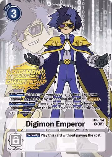 Digimon Emperor (Championship 2024 Gold Stamp Card Set) (BT8-094 R), New Awakening — Digimon card price
