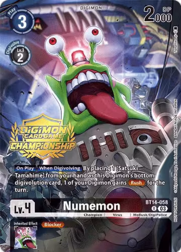 Numemon (Championship 2024 Tamers Pack) (BT14-058 R), Blast Ace — Digimon card price