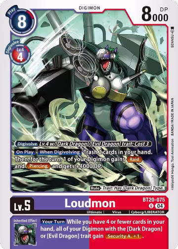 Loudmon (BT20-075 U), Release Special Booster 2.5 — Digimon card price