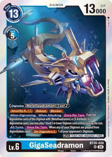 GigaSeadramon (BT20-028 SR), Release Special Booster 2.5 — Digimon card price