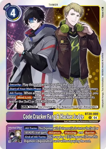 Code Cracker Fang & Hacker Judge (BT20-089 R), Release Special Booster 2.5 — Digimon card price