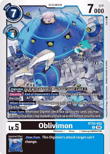 Oblivimon (BT20-052 U), Release Special Booster 2.5 — Digimon card price