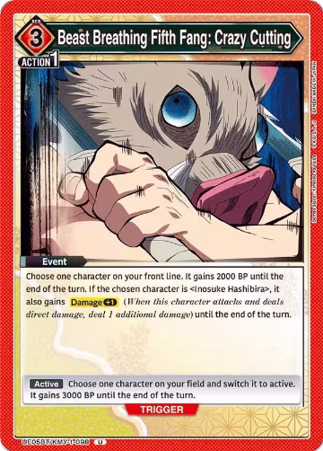 Beast Breathing Fifth Fang: Crazy Cutting (UE05BT/KMY-1-098), Demon Slayer: Kimetsu no Yaiba — Union Arena card price