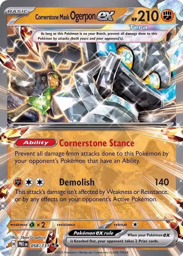 Cornerstone Mask Ogerpon ex - 058/131 (058/131), Prismatic Evolutions — Pokémon card price