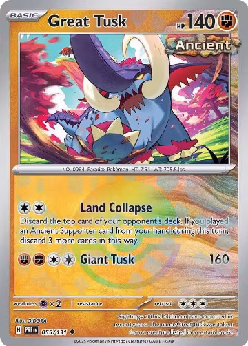 Great Tusk (Poke Ball Pattern) (055/131), Prismatic Evolutions — Pokémon card price