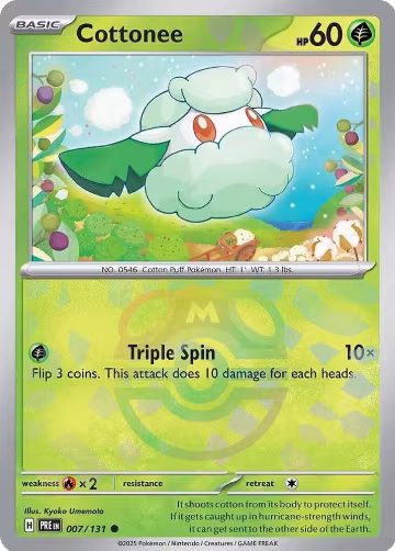 Cottonee (Master Ball Pattern) (007/131), Prismatic Evolutions — Pokémon card price