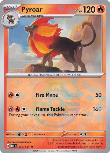 Pyroar (Master Ball Pattern) (016/131), Prismatic Evolutions — Pokémon card price