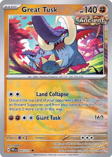 Great Tusk (Master Ball Pattern) (055/131), Prismatic Evolutions — Pokémon card price