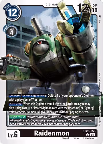 Raidenmon (BT20-058 U), Release Special Booster 2.5 — Digimon card price