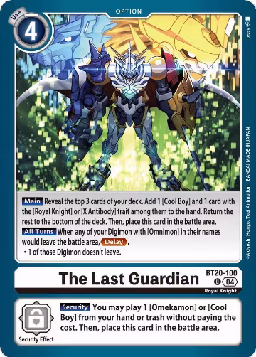 The Last Guardian (BT20-100 U), Release Special Booster 2.5 — Digimon card price