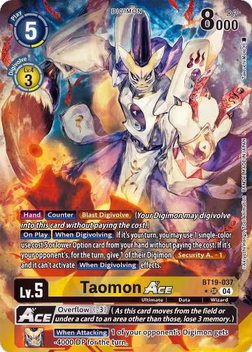 Taomon ACE (Alternate Art) (BT19-037 SR), Release Special Booster 2.5 — Digimon card price