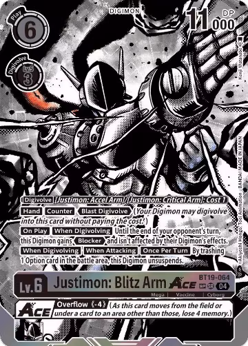 Justimon: Blitz Arm ACE (Textured) (BT19-064 SR), Release Special Booster 2.5 — Digimon card price