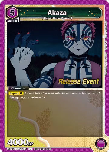 Akaza (051) (UEPR/KMY-1-051), Demon Slayer: Kimetsu no Yaiba Release Event Cards — Union Arena card price