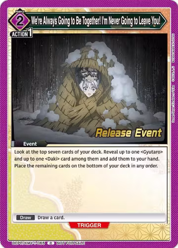 We're Always Going to Be Together! I'm Never Going to Leave You! (UEPR/KMY-1-065), Demon Slayer: Kimetsu no Yaiba Release Event Cards — Union Arena card price
