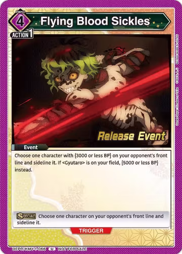 Flying Blood Sickles (UEPR/KMY-1-066), Demon Slayer: Kimetsu no Yaiba Release Event Cards — Union Arena card price