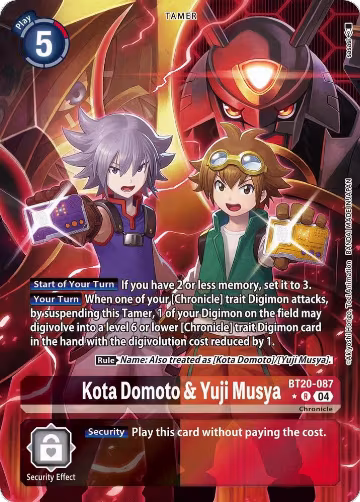 Kota Domoto & Yuji Musya (Alternate Art) (BT20-087 R), Release Special Booster 2.5 — Digimon card price