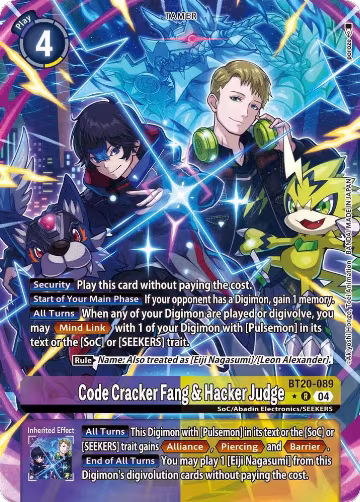 Code Cracker Fang & Hacker Judge (Alternate Art) (BT20-089 R), Release Special Booster 2.5 — Digimon card price