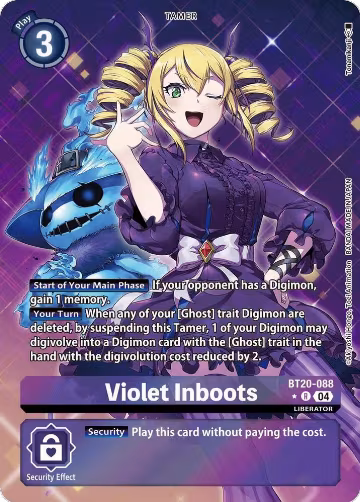 Violet Inboots - BT20-088 (Alternate Art) (BT20-088 R), Release Special Booster 2.5 — Digimon card price