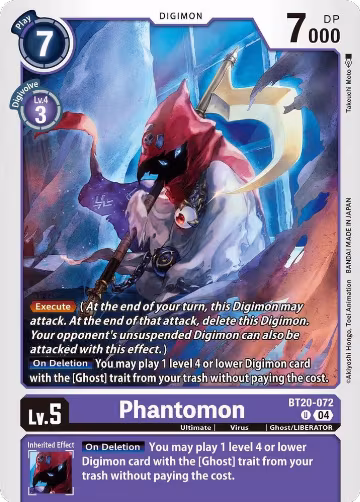 Phantomon (BT20-072 U), Release Special Booster 2.5 — Digimon card price