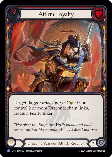 Affirm Loyalty (Red) (HNT103), The Hunted — Flesh & Blood card price