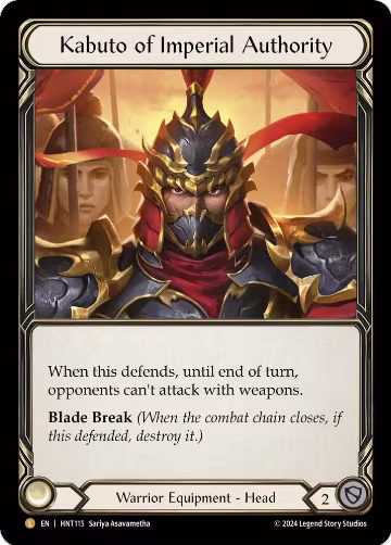 Kabuto of Imperial Authority (HNT115), The Hunted — Flesh & Blood card price