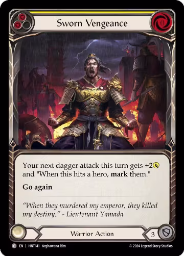 Sworn Vengeance (Yellow) (HNT141), The Hunted — Flesh & Blood card price