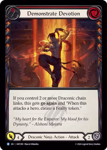 Demonstrate Devotion (Red) (HNT059), The Hunted — Flesh & Blood card price