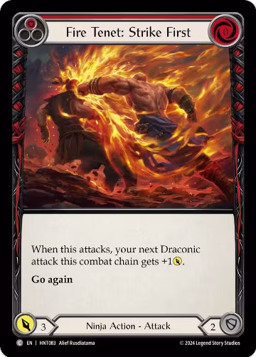 Fire Tenet: Strike First (Red) (HNT083), The Hunted — Flesh & Blood card price