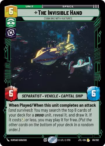 The Invisible Hand - Crawling With Vultures (089/262), Jump to Lightspeed — Star Wars card price