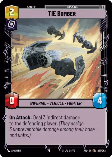 TIE Bomber (237/262), Jump to Lightspeed — Star Wars card price